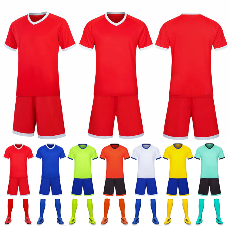 Großhandel mit kundenspezifischen Logo-Druck-Fußballuniformen, Trainingsspiel-Set, Fußballtrikots